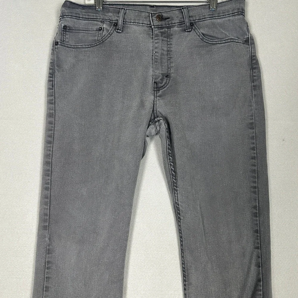 Levis 511 Jeans Mens 36X32 Grey Slim Fit Straight Distressed Stretch Denim Pants